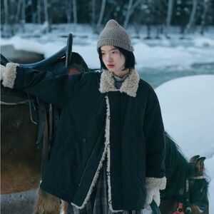 Women's Black Shearling-Lined Jacket